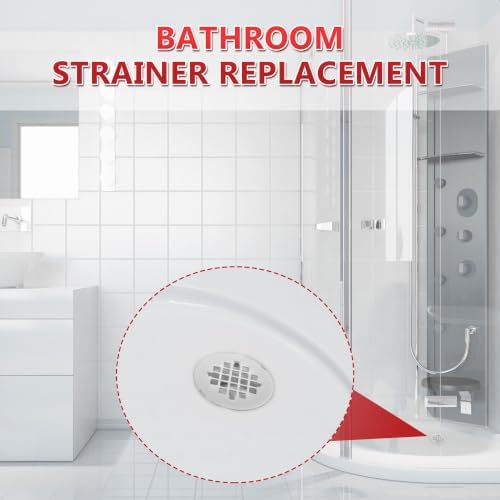 Enhon 4.25" OD Shower Drain Assembly, Snap in Shower Base Drain and Round Grid Strainer Cover, Fits 2 in. Schedule 40 ABS and PVC Pipes, Stainless Steel Cap, ABS Base(Silver,1 Pack)