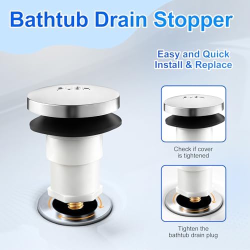 2 Pack 5/16'' Thread Studs Bathtub Drain Stopper, Bathroom Tub Drain Stopper 5/16'' Thread for Most Bathtubs Stopper (Chrome Cover)
