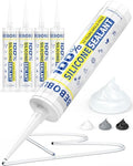 Silicone Caulk & Sealant Clear, 100% Waterproof Silicone Sealant, Shrink & Crack Proof, Silicone Caulking for Kitchen, Bathroom, RV, Interior & Exterior Use, 10.2 FL. OZ/300ML, 4 Pack