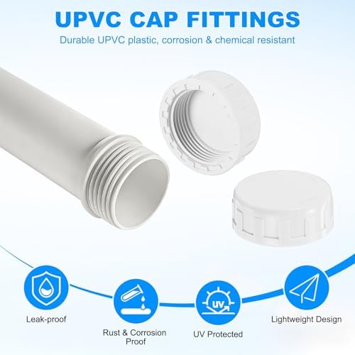M METERXITY 12-Pack PVC Pipe End Cap Plug Adapter 1-1/4 in, Female Thread | White, Water End Cap Connector, Inner Teeth Pipe Plugs, for Outside Lawn, Yard/Watering Irrigation Systems
