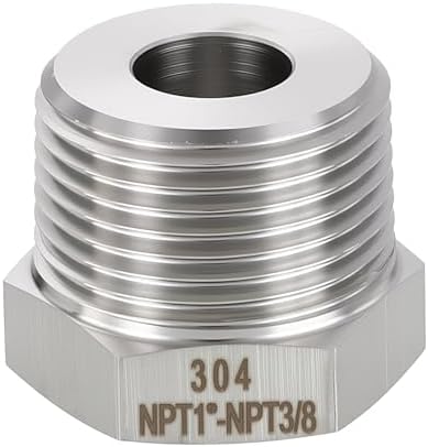 METALLIXITY 1PCS 1" MNPT x 3/8" FNPT Thread SUS304 Hex Bushing Extension | 304 Stainless Steel Pipe Fittings, Tube Adapters Convert for Water Line, Tub Spout/Shower Head