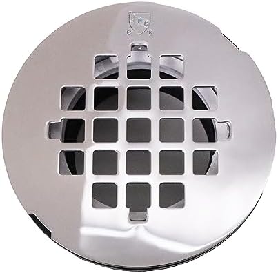 Westbrass D206P-2-26 2" No-Caulk PVC Compression Shower Drain with 4-1/4" Round Grid Cover, Polished Chrome (2-Pack)