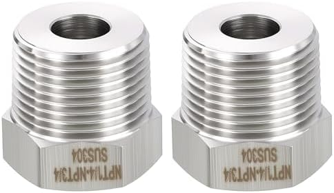 METALLIXITY 2PCS 3/4" MNPT x 1/4" FNPT Thread SUS304 Hex Bushing Extension | 304 Stainless Steel Pipe Fittings, Tube Adapters Convert for Water Line, Tub Spout/Shower Head