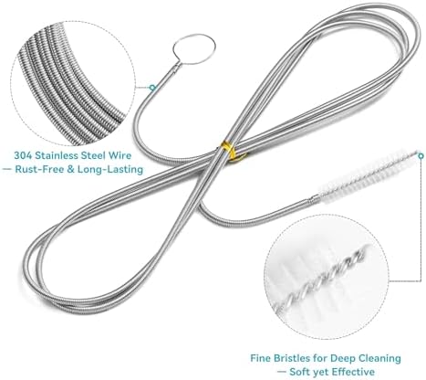 2 Pack 80 Inch Long Flexible Drain Brush, Sunroof Drain Cleaning Tool for Ice Maker, Refrigerator, Straw & Feeding Tube