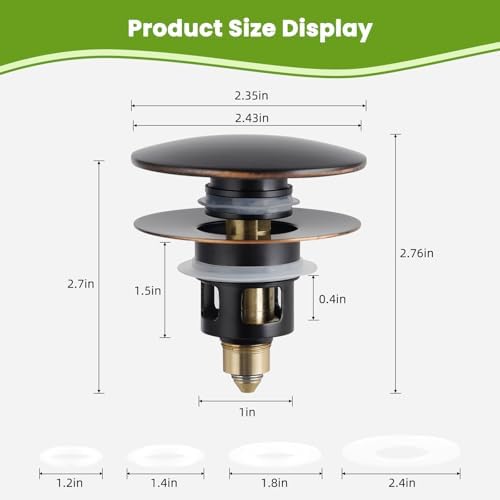 Universal Bathroom Sink Drain Stopper Strainer, 2PCS, Oil Rubbed Bronze