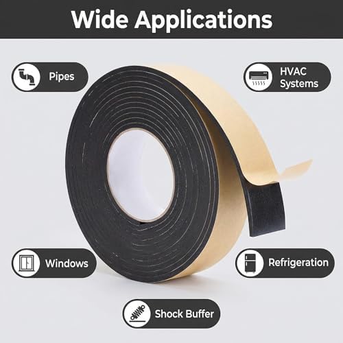 Pipe Insulation Foam Tape, 2 inch x 33 Ft Self Adhesive Insulation Wrap