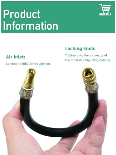 DILIGUALA Inflatable Pipe Plug Balloon with 13.7 Inch Quick-Install Rubber Extension Hose, Water Shut Off Tool for Pipe Repair, Closed Water Testing & Sealing and Testing of Sewer Pipes (2 inch R)