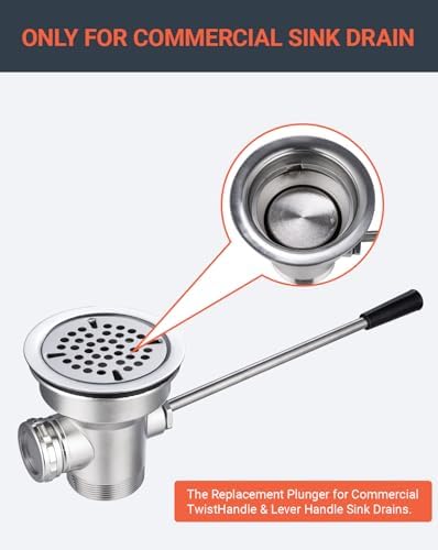 Twist Waste Drain Valve Plunger with O-Ring for Commercial Sink