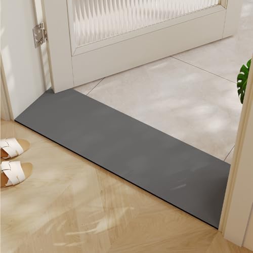 Super Absorbent Bath Mat for Shower & Tub, Bathroom Door Strip Runner, Under Shower Curtain Drip Rail, Non-Slip Floor Protector, Cut to Fit (Grey, 31''x12'')