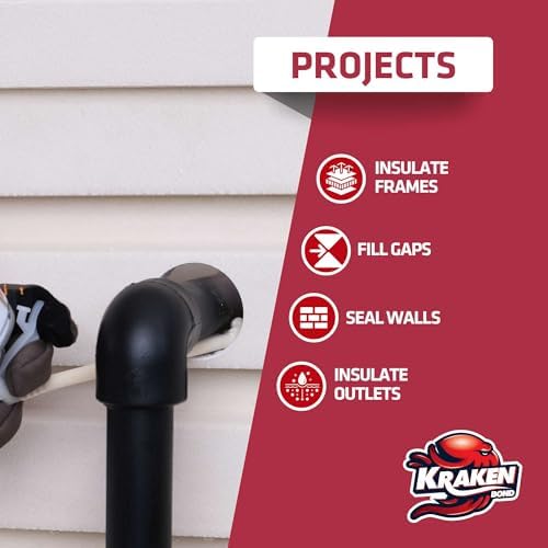 Kraken Bond Gaps & Cracks Expanding Foam Sealant - (2x24oz) High Expansion Polyurethane Spray Foam for Window & Door, Straw Use Waterproof High Yield Gap Filler - 2 Pack