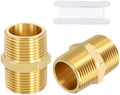 2 Packs Brass Pipe Fittings, 3/4" MNPT to 3/4" Male NPT | Brass Hex Nipple W/ Sealing Tape, Male Pipe Adapters Reducer for Air, Oil, LP, Gas