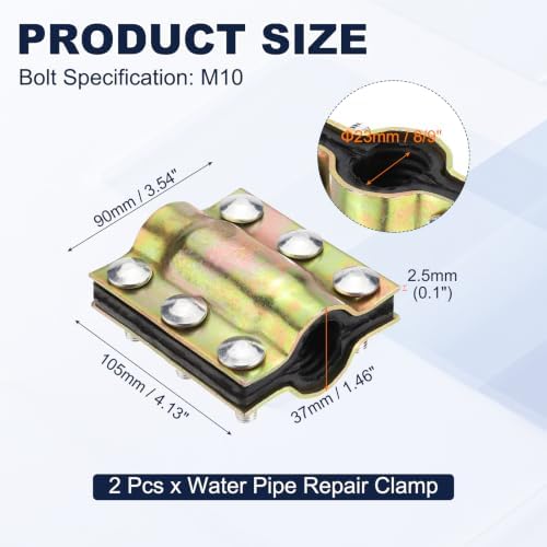 HARFINGTON Water Pipe Repair Clamp 8/9" ID Leak Sealer Clamp 2Pcs