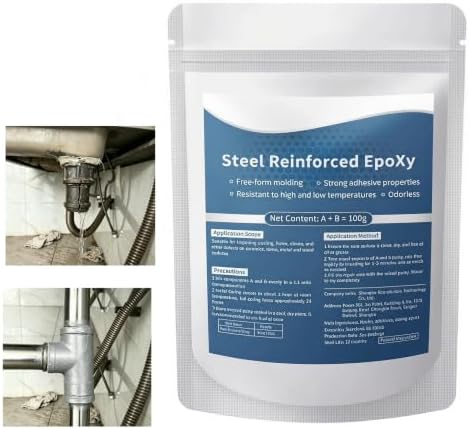Steel Reinforced Epoxy Putty, Waterproof & Heat Resistant Two-Part AB Epoxy Clay, Heavy Duty Fast Curing Metal Repair Kit, Multi-Purpose Filler for Plastic, Wood, Ceramics, Tiles - 1 Pack