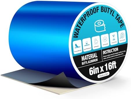 Waterproof Blue Butyl Tape, Pool Cover Repair Tape 6 in x 16ft | Self Adhesive Leak Proof Sealant Tape, Heavy Duty, for RV Roof Repair, Camper Roof Crack, Pool Liner Patch, Pipe Leak