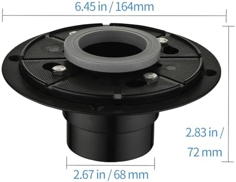 PVC Shower Drain Base Kit Include 2-inch PVC Shower Drain Base Flange, Threaded Adjustable Adaptor and Rubber Coupler Gasket for Square&Linear Draind Installation