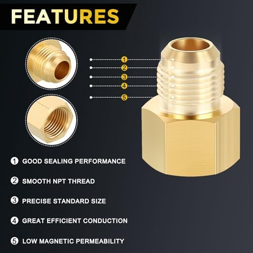 METALLIXITY 3PCS 1/2"FNPTx1/2"Male Flare Thread Brass Hex Extension Adapter | Female to Male Adapters, Brass Pipe Fittings for Water Line, Tub Spout/Shower Head