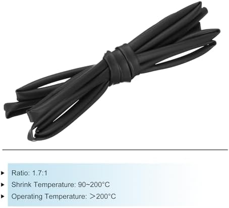 MECCANIXITY Silicone Heat Shrink Tubing 1.7:1 Ratio 11/64"（4.5mm) ID x 7/32"（5.5mm) OD 6.56ft(2m) Silicone Rubber Hose Insulation Sleeve for Automotive Wiring Marine, Black
