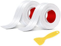 White Caulk Tape 2 Rolls Waterproof Self-Adhesive Tub & Wall Sealing Strip PVC Caulk for Bath & Kitchen Shower Corners, Sink Edges, Toilet Base