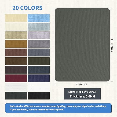 KING MOUNTAIN Canvas Repair Patch 9 x11 Inch 2 Pcs Self-Adhesive Waterproof Fabric Patch for Sofas, Tents, Furniture,Tote Bags, Car Seats (Dark Grey 2.0)