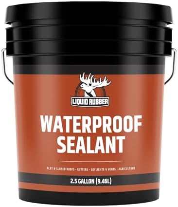 Liquid Rubber Waterproof Sealant - Roof & Gutter Coating, Black, 2.5 Gallon