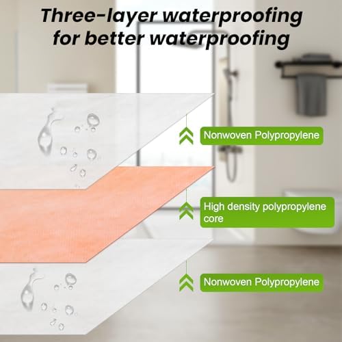 Waterproofing Membrane for Shower,Waterproof Membrane 3.3 FTx98.5 FT Roll(323Sq Ft),23.6 Mil Thick,Suitable for Bathroom Waterproofing,Shower Wall Waterproofing,Sauna Waterproofing,Roof Waterproofing