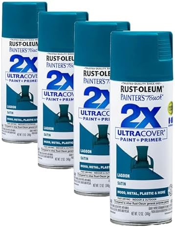Rust-Oleum 334074 Painter's Touch 2X Ultra Cover Spray Paint, 12 oz, Satin Lagoon (Pack of 4)