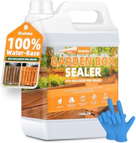 Garden Box Sealer 128OZ, Non-Toxic & Plant-Safe Waterproofing Wood Sealer for Raised Garden Beds, Planters & Pet Shelters, Long-Lasting Protection