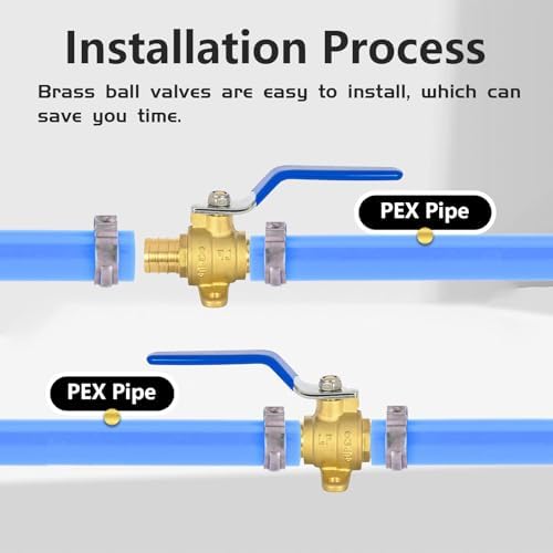 10 PCS Foskan 1/4" Turn PEX Crimp Ball Valves, 3/4"Drop Ear Shut-off Valve