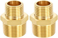METALLIXITY 2PCS 3/4" MNPT x 1/2" MNPT Thread Brass Hex Nipple Adapter | Male Straight Extension Adapters, Brass Pipe Fittings for Water Line, Tub Spout/Shower Head