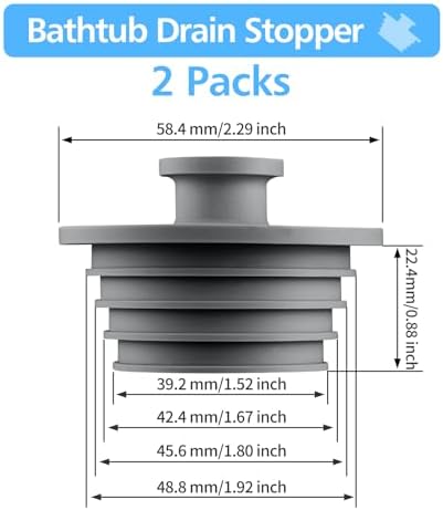 Aluvor Bathtub Stopper Drain Plug Bathroom Tub Plug Sink Stopper 2pcs