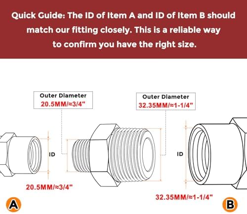 1" Male NPT to 1/2" Male NPT SUS304 Hex Nipple | Solid Male Pipe Adapter Hose Connectors for Pipe Repair, Bathroom Remodel, Tool Extensions, Compression, Irrigation