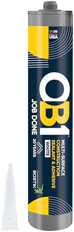 OB1 Universal Caulk Sealant & Adhesive White 10.1oz | Professional Grade Premium All-in-One Advanced Hybrid 2-in1 | Water Resistant Internal & External | Shrink Crack UV & Fade Resistant | 1 Cartridge