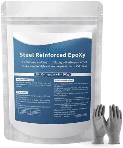Strong Clay Iron Adhesive, Steel Reinforced Epoxy Putty, AB Two-Part, Waterproof, Heat Resistant, Fast Repair Filler for Metal Wood Ceramic Concrete Tile Plastic PVC Cracks Holes (3.5oz)