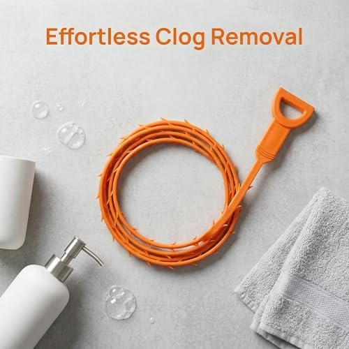 20 Inch Drain Snake Hair Clog Remover Orange Plastic 4 Pack