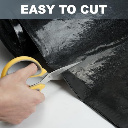 MYOYAY Self-Adhesive Rubber Roofing Membrane Roll, 39 in x 16.4 ft Waterproof Roof Repair Tape, Weatherproof Leak Patch Underlayment for Metal Roof Panels, House Porch & Shingle Roof Fix (Black)