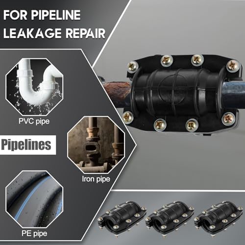 US 3Pcs Pipe Repair Clamp Anti-Impact Water Pipe Leak Repair Clamp Sturdy Emergency Pipe Repair Kit Pipe Repair Fixture Pipe Clamp for Cast Iron Pipes Cement Pipes PVC Pipes PE Pipes(32mm,black)