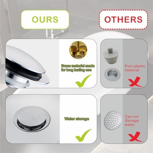 Bathtub Drain Stopper Pop Up Universal Chrome Plated Replacement