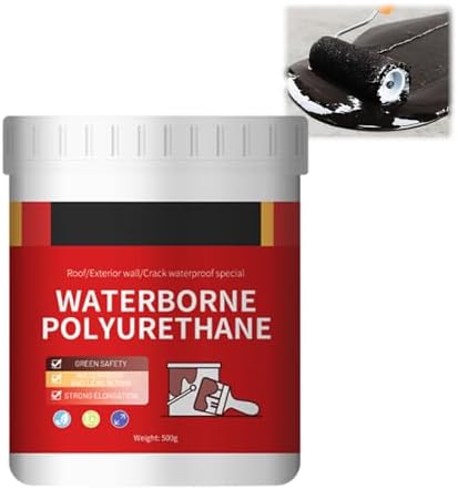 Waterborne Polyurethane Waterproof Sealant,Water-Based Polyurethane,Polyurethane Waterproof Coating,Waterproof Sealant for Roof Leaks,for Walls,Garden,Gutter,Concrete Cracks (Black,500G)