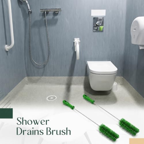 Baderke 2 Pcs Drain Brush Pipe Cleaning Tube Brush, Green, 19.7 x 2 Inch