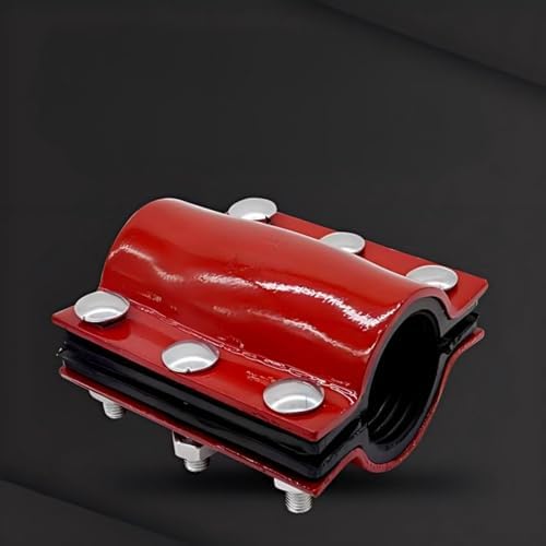 Ductile Iron Water Pipe Repair Clamp DN25*110, Red Screw Connection Butt Joint Pipe Repair Fitting, Instant Leak Stop for Water Pipes