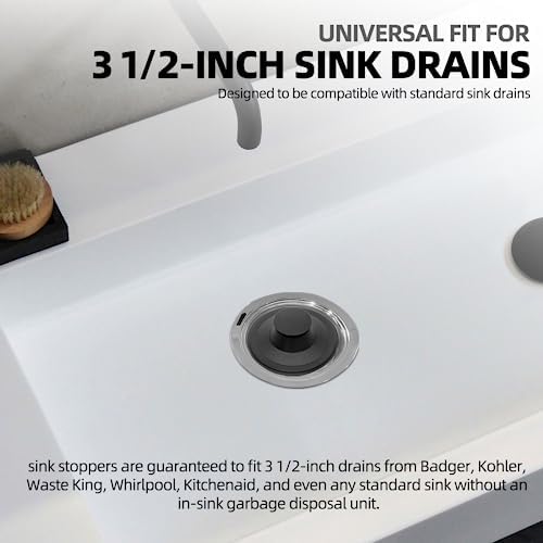(2 Pack) Exact Replacement for InSinkErator STP-PL/STPPL Black Rubber Sink Stopper for Garbage Disposal – Compatible with Standard 3-1/2" Drains from Kohler, Waste King, Whirlpool, and More