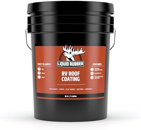 Liquid Rubber RV Roof Coating - Solar Reflective Sealant Bundle - 5G Sealer, 1G EPDM Primer, 4inx50ft Seam Tape, 1 Tube of Caulk