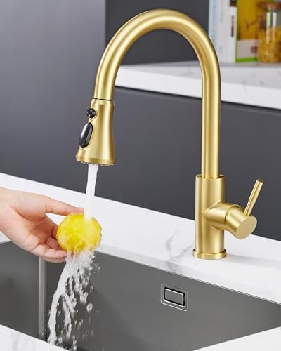 Kitchen Faucet Head Replacement, Brushed Gold Pull Down Spray Head