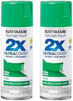 Rust-Oleum 334055 Painter's Touch 2X Ultra Cover Spray Paint, 12 oz, Gloss Spring Green (Pack of 2)