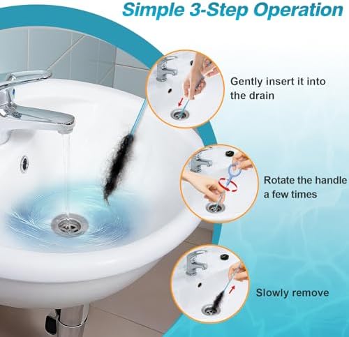 50 Inch Drain Snake Hair Drain Clog Remover Tool for Bathroom Sink – 4 Pack