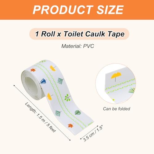 PATIKIL Caulk Tape Waterproof Self Adhesive, PVC Toilet Caulking Sealant Strip Bathtub Caulk Sealing Strip Tape for Bathroom Kitchen Countertop, Autumn Leaves (1.5 Inch x 5 Ft)