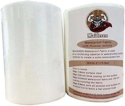 Coating Paint Partner 6 Inch X 75 Feet Waterproof Polyester reinforcing Soft Fabric Membrane to fix leaks Repair for RVS,Trailer,Shower,Wall,Roofs,Bathroom,Vent,Foundation,Pond