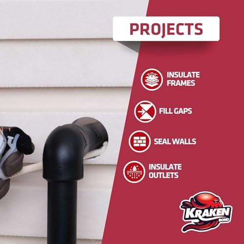 Kraken Bond Gaps & Cracks Expanding Foam Sealant - (1x12oz) High Expansion Polyurethane Spray Foam for Window & Door, Straw Use Waterproof High Yield Gap Filler - 1 Pack
