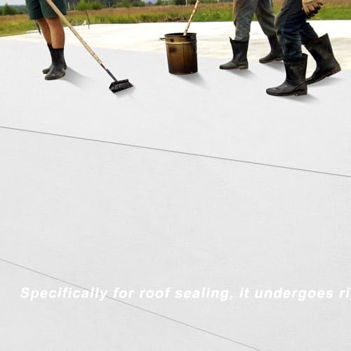 Contouring Polyester Roof Reinforcement Fabric White, 6 in x 324 ft Elastomeric Roof Coating, Roofing Tool and Fabric Sealer to Reinforce Strength for Roofs