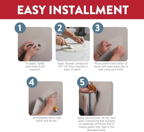 Drywall Patch – Ultra-Patch for Quick Drywall Repair – Installs Easily with Standard Compound – Fixes Holes up to 3 Inches – 6x15 cm (Pack of 2)